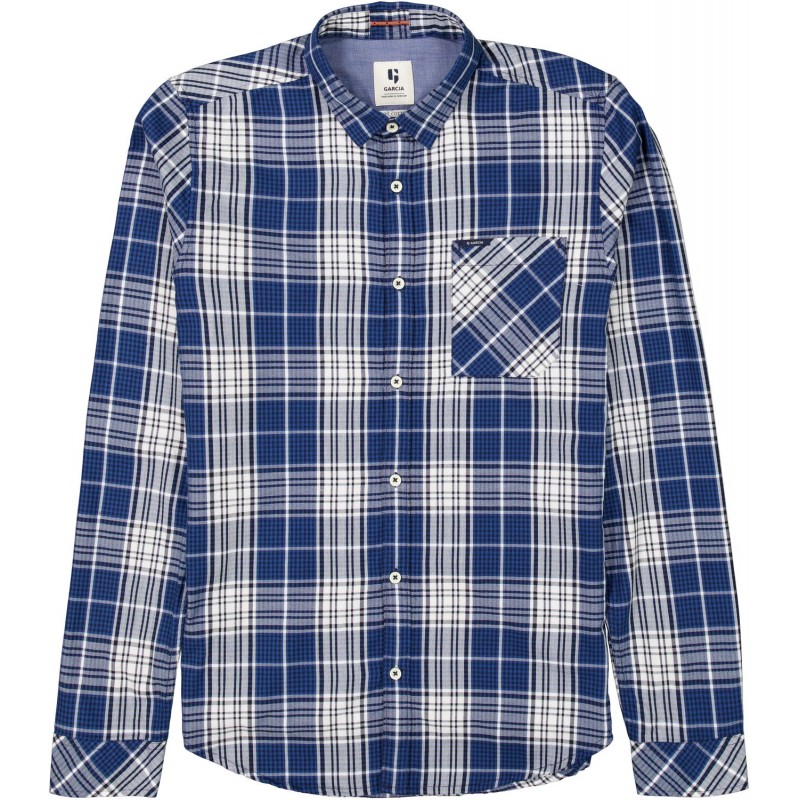 Men's long-sleeved checked shirt Garcia Jeans (H11280-1050-INDIGO-BLUE)