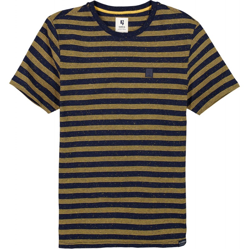 Men's striped T-shirt with a round neckline Garcia Jeans (I11003-292-DARK-MOON-BLUE)
