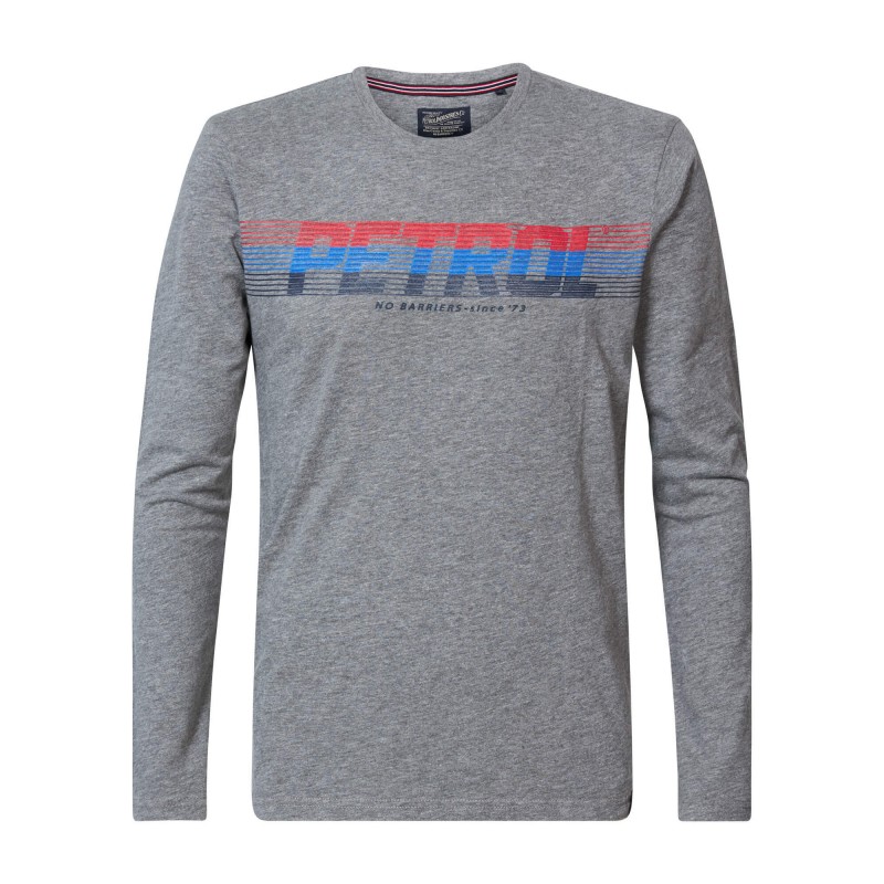 Petrol Industries men's long sleeve T-shirt with round neckline (M-3010-TLR604-9046-LIGHT-SLATE-MELEE-GREY)