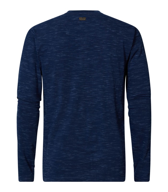 Petrol Industries men's long sleeve T-shirt with round neckline and button closure (M-3010-TLR639-5147-DARK-PETROL-BLUE)