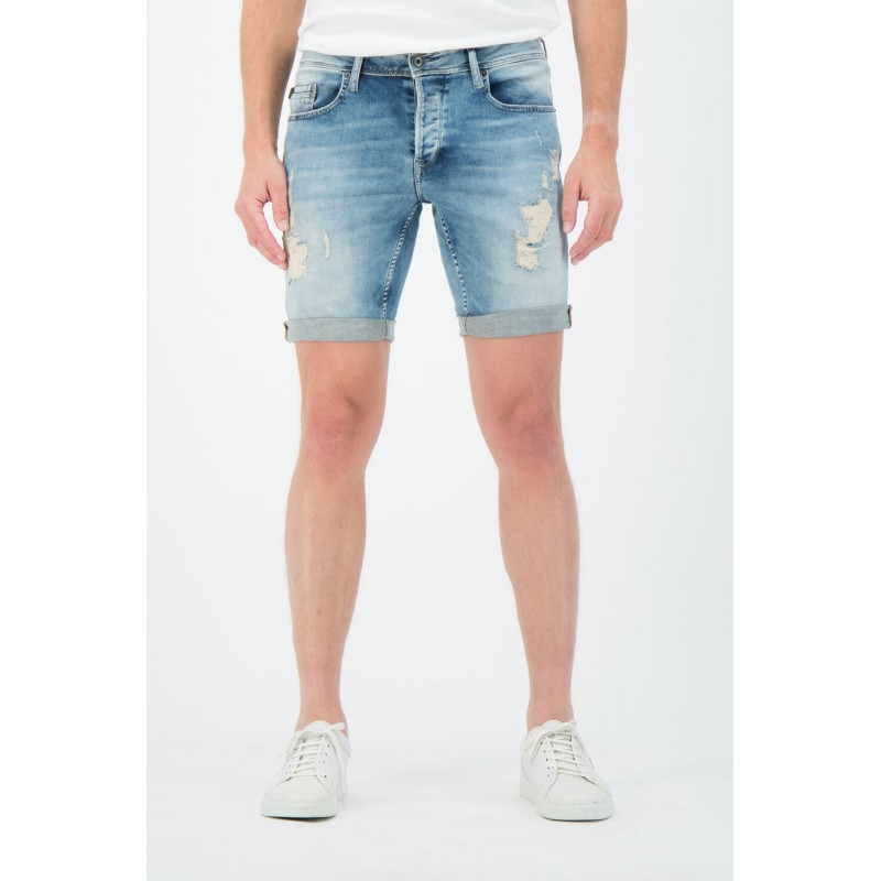 Garcia Jeans men's elastic shorts with button closure (635-6674-VINTAGE-USED-BLUE)
