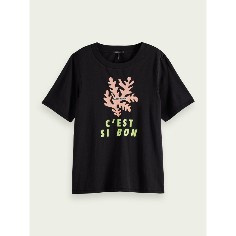 Scotch & Soda women's T-shirt with a round neckline (161724-0008-BLACK)