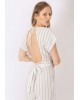 Φόρμα ολόσωμη γυναικεία ριγέ με κοντό μανίκι Tiffosi (10039754-ILHA-WHITE)