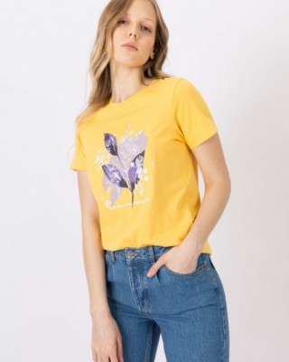 T-shirt γυναικείο με στρογγυλή λαιμόκοψη Tiffosi (10039607-WARHOL-YELLOW)