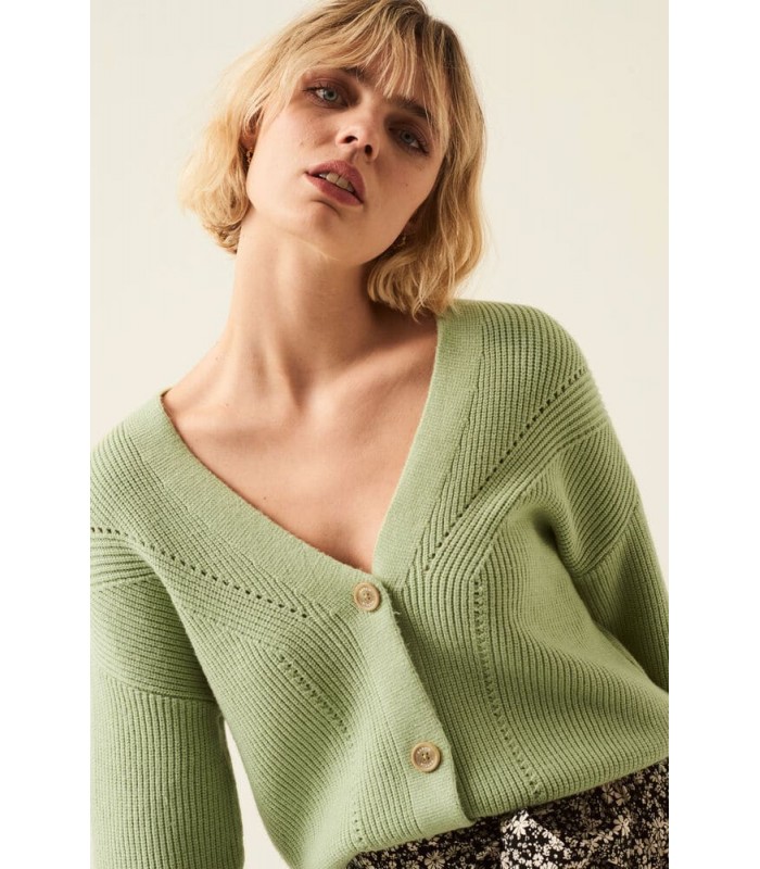 Women's knitted cardigan with buttons Garcia Jeans (T20251-7618-MINT-GLAZE-GREEN)