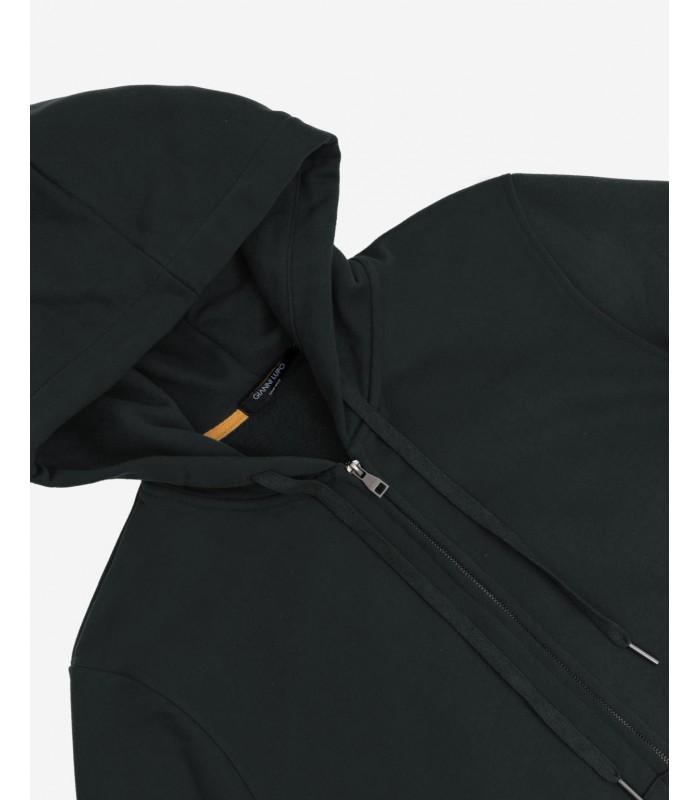 Gianni Lupo men's hooded sweatshirt cardigan with zip (GL2006F-BLACK)