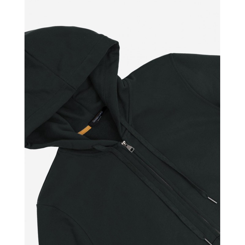 Gianni Lupo men's hooded sweatshirt cardigan with zip (GL2006F-BLACK)