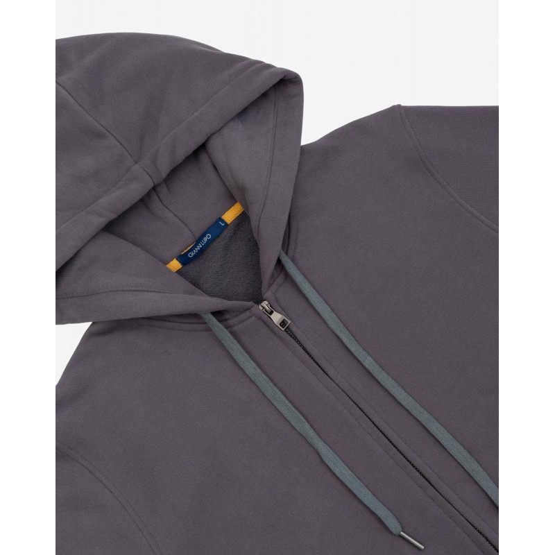 Gianni Lupo men's hooded sweatshirt cardigan with zip (GL2006F-DARK-GREY)