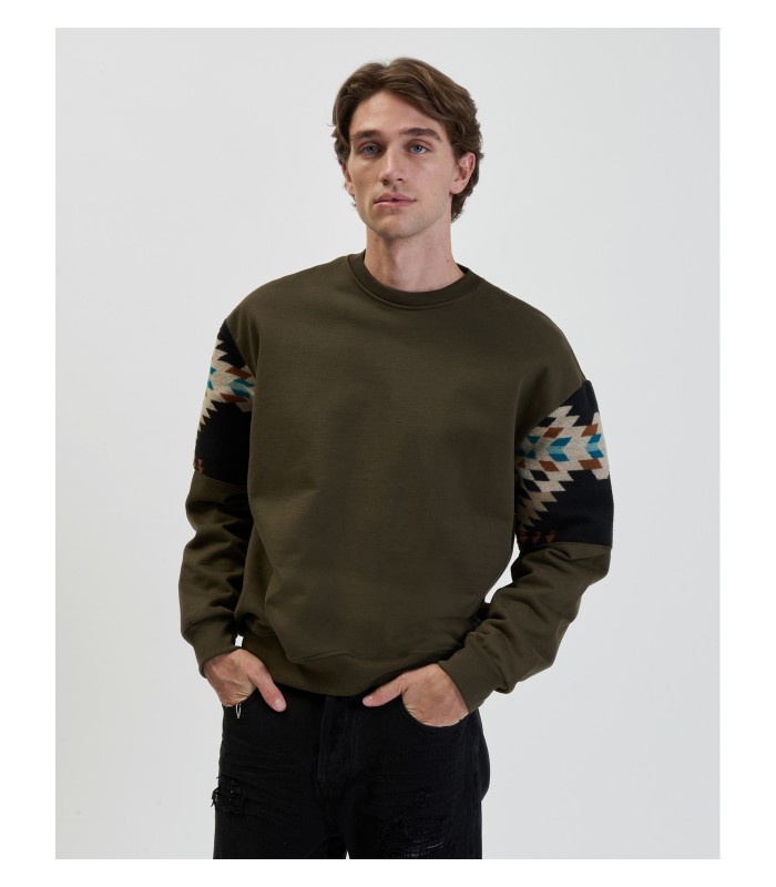 Gianni Lupo men's sweatshirt with round neckline (GL2131F-MILITARY) 