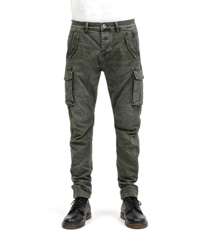 Men's slim fit cargo trousers Gianni Lupo (GL2363J-MILITARY-GREEN)