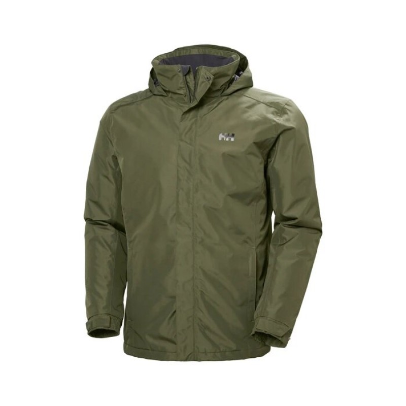 Men's hooded insulated waterproof jacket Helly Hansen (53117-431-UTILITY-GREEN)
