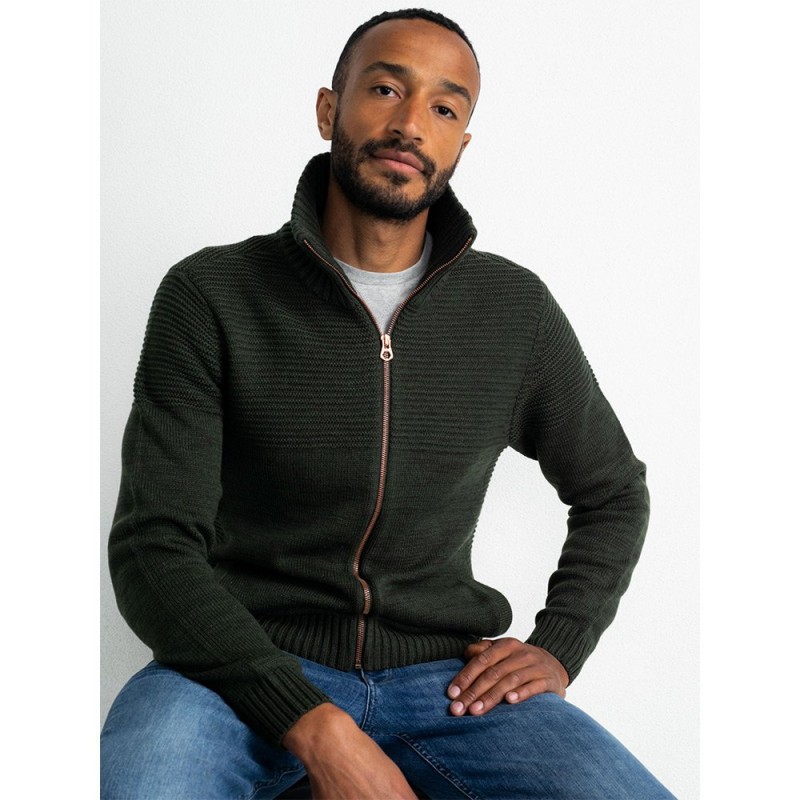 Petrol Industries men's knitted cardigan with zip closure (M-3020-KWC257-6143-FOREST-NIGHT-GREEN)