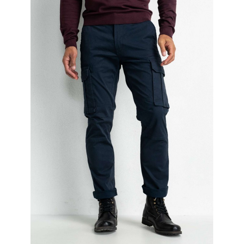 Men's tapered fit cargo trousers Petrol Industries (M-3020-TRO581-5107-DARK-SAPHIRE-BLUE)