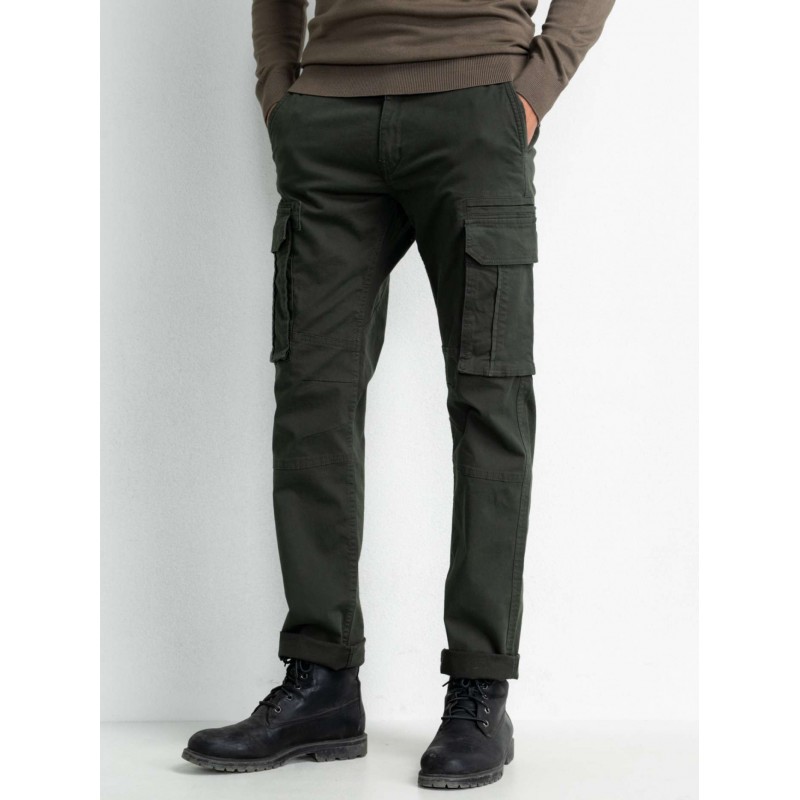 Men's tapered fit cargo trousers Petrol Industries (M-3020-TRO581-6143-FOREST-NIGHT-GREEN)