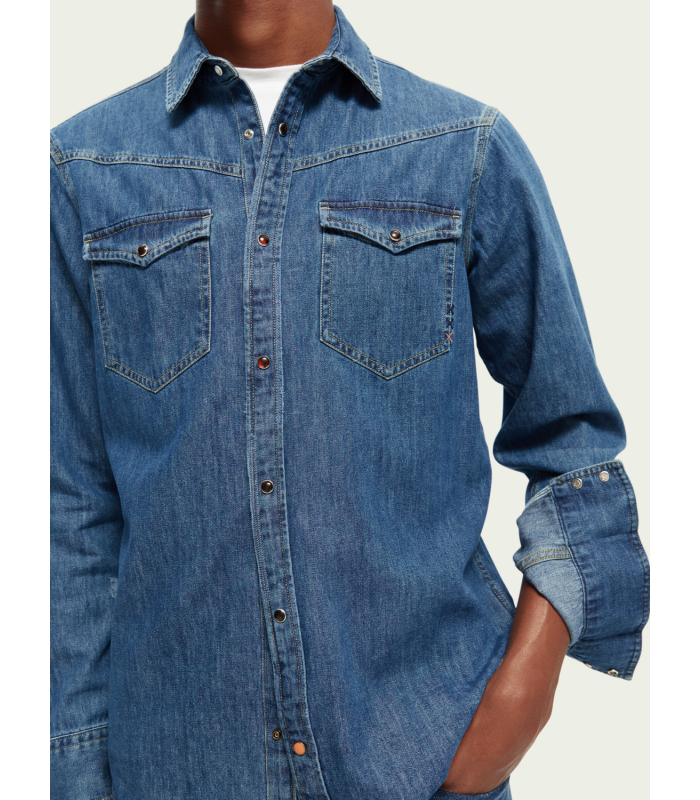 Men's long-sleeved denim shirt Scotch & Soda (167249-0089-INDIGO-BLUE)