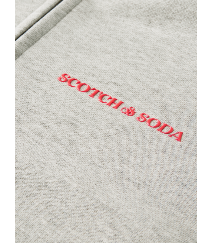 Scotch & Soda  men's hooded sweatshirt cardigan with zipper (169142-0606-GREY-MELANGE)
