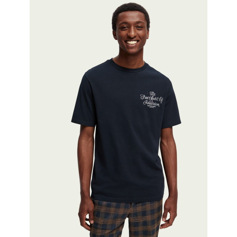 Men's T-shirt with a round neckline Scotch & Soda (169944-0002-NIGHT-BLUE)