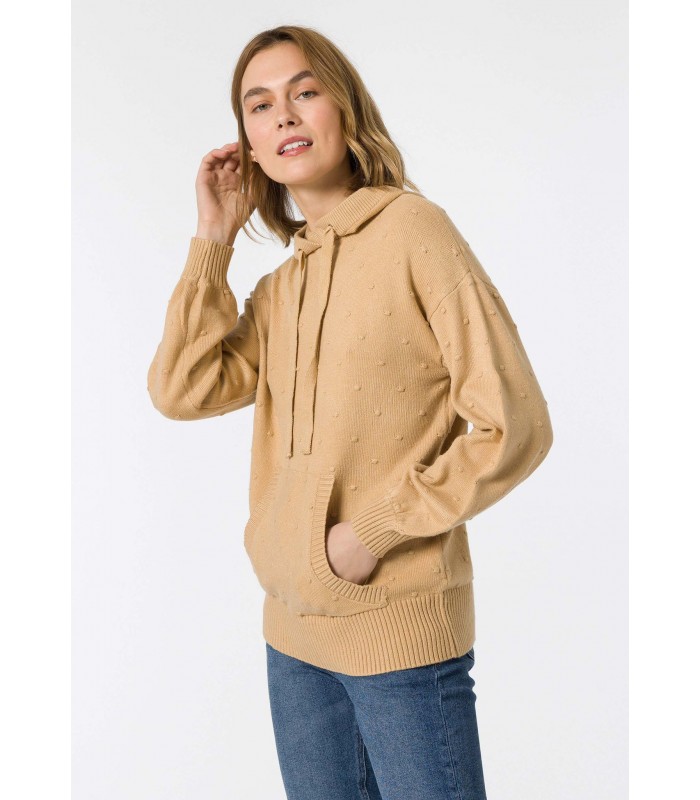 Women's pullover with hood and ponpons Tiffosi (10046516-JALAPENO-171-LIGHT-BROWN)