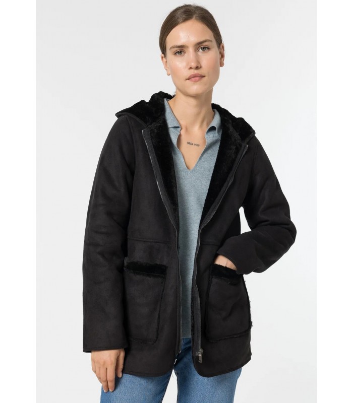 Tiffosi women's mouton jacket with hood (10046934-PRIMITIVE-000-BLACK)