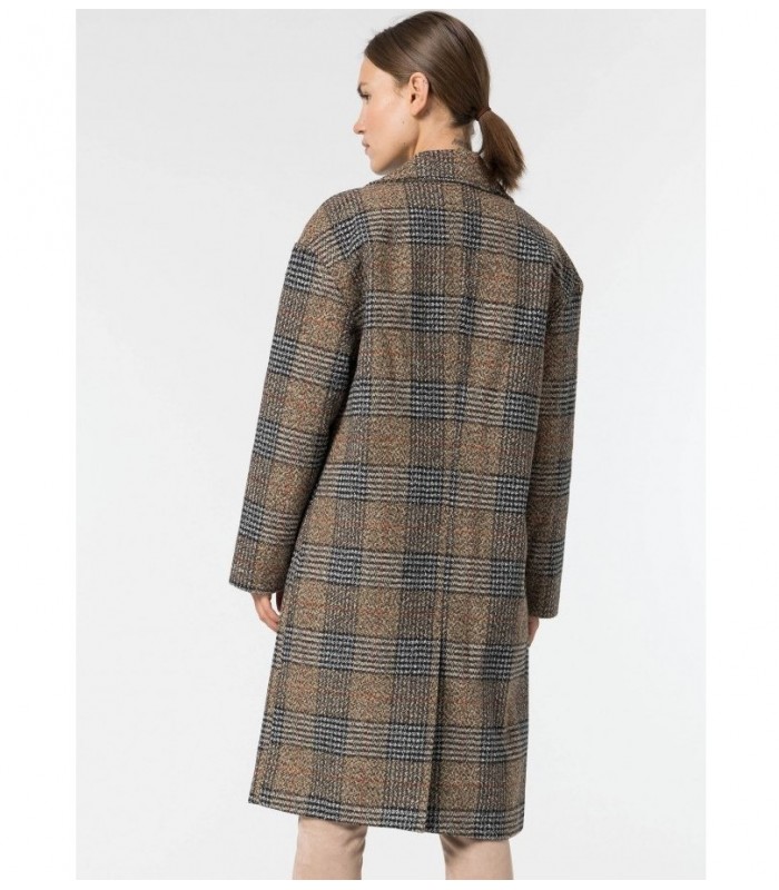 Tiffosi women's checkered oversized coat 10047142-PEPITA-290-BROWN)