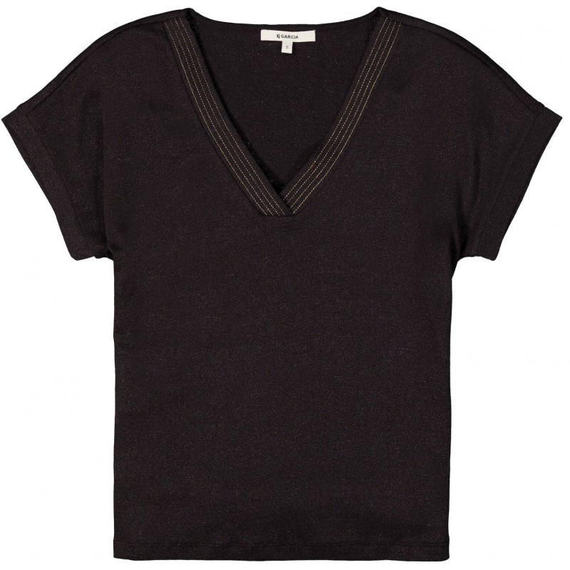 Garcia Jeans women's T-shirt with a V neck (GS200202-60-BLACK)
