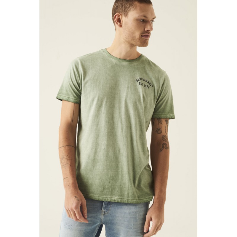 Men's T-shirt with a round neckline Garcia Jeans (N21206-2325-BOTTLE-GREEN)