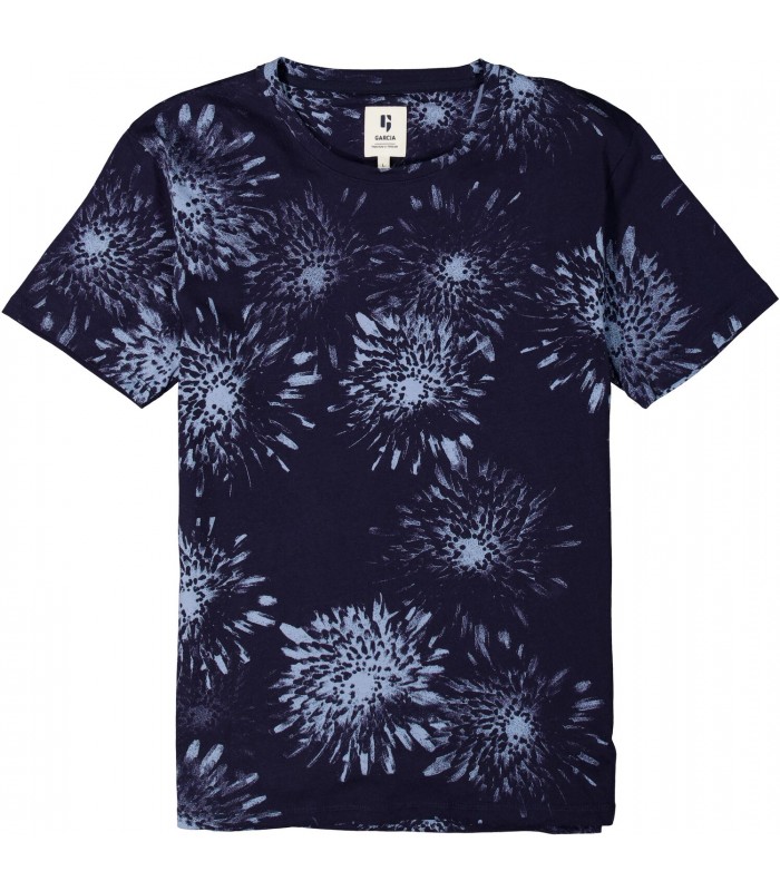 Men's fullprint T-shirt with a round neckline Garcia Jeans (O21004-292-DARK-MOON-BLUE)