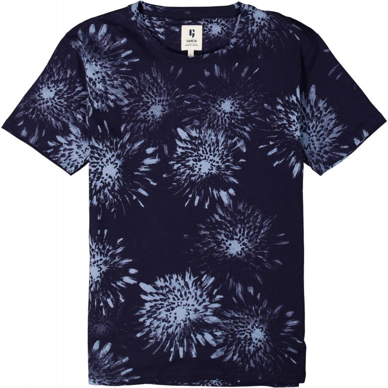 Men's fullprint T-shirt with a round neckline Garcia Jeans (O21004-292-DARK-MOON-BLUE)