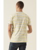 Men's striped T-shirt with a round neckline Garcia Jeans (O21005-4255-CORN-FIELD-YELLOW)
