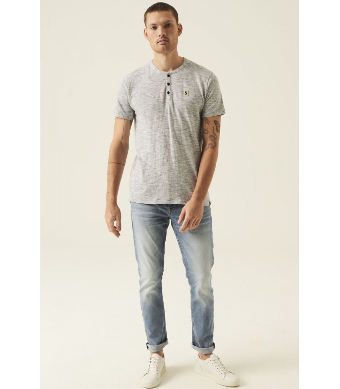 Men's T-shirt with buttons and a round neckline Garcia Jeans (O21009-292-DARK-MOON-BLUE)