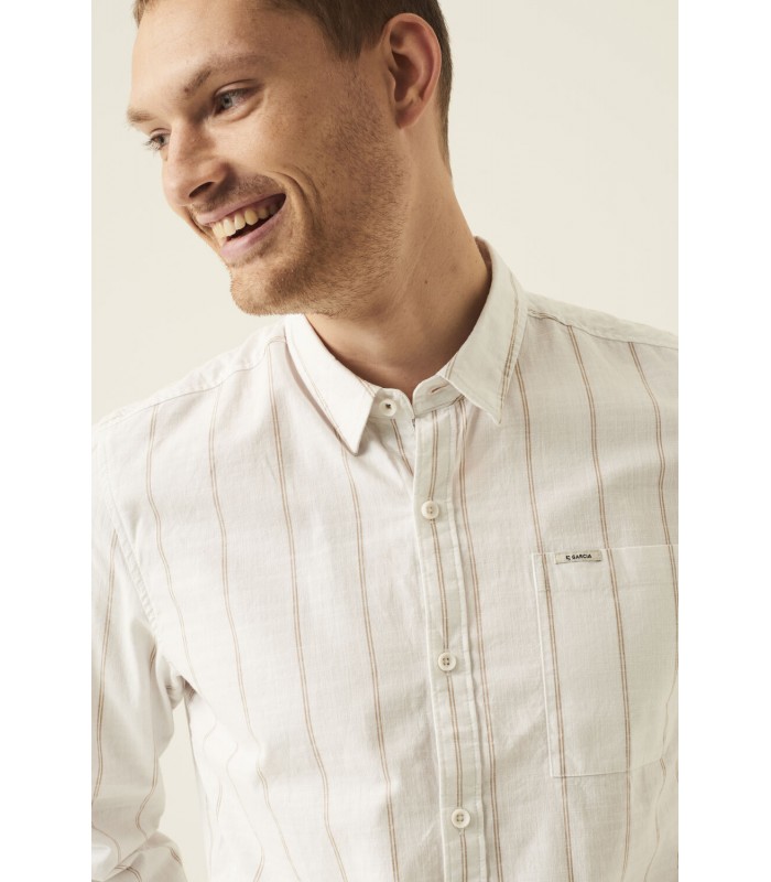 Men's long-sleeved striped shirt Garcia Jeans (O21088-50-WHITE)