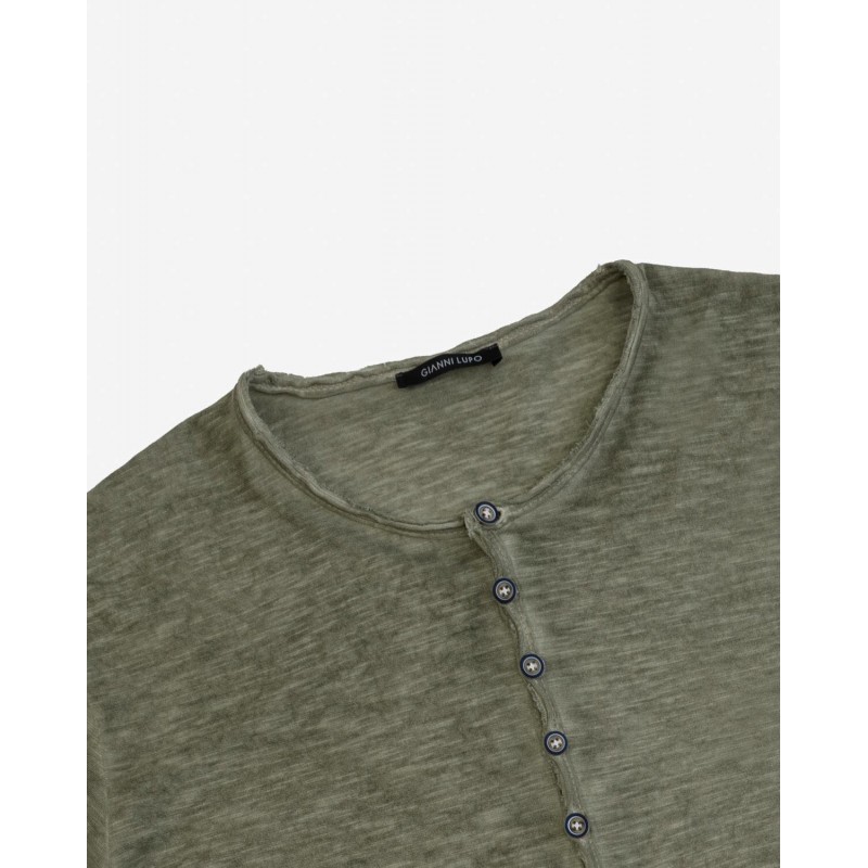 T-shirt ανδρικό με κουμπάκια Gianni Lupo (LT19231-MILITARY-GREEN)