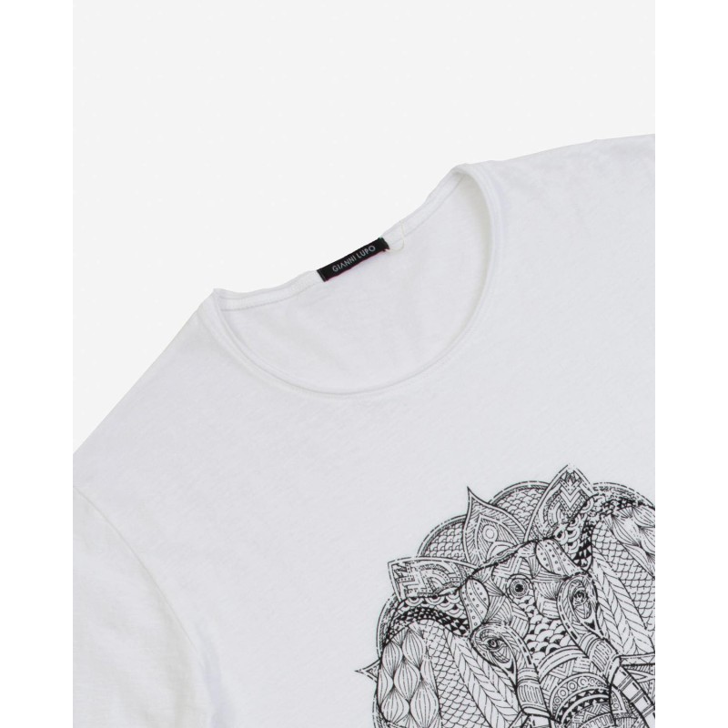 Men's T-shirt with a round neckline Gianni Lupo (MP105301-WHITE)