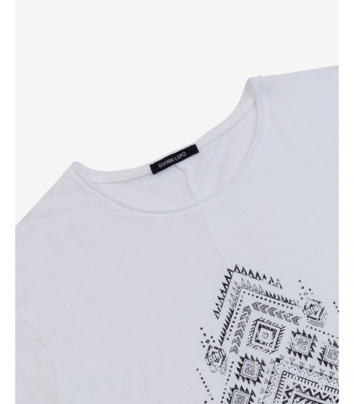 T-shirt ανδρικό με χαλαρή λαιμόκοψη Gianni Lupo (MP107303-WHITE)
