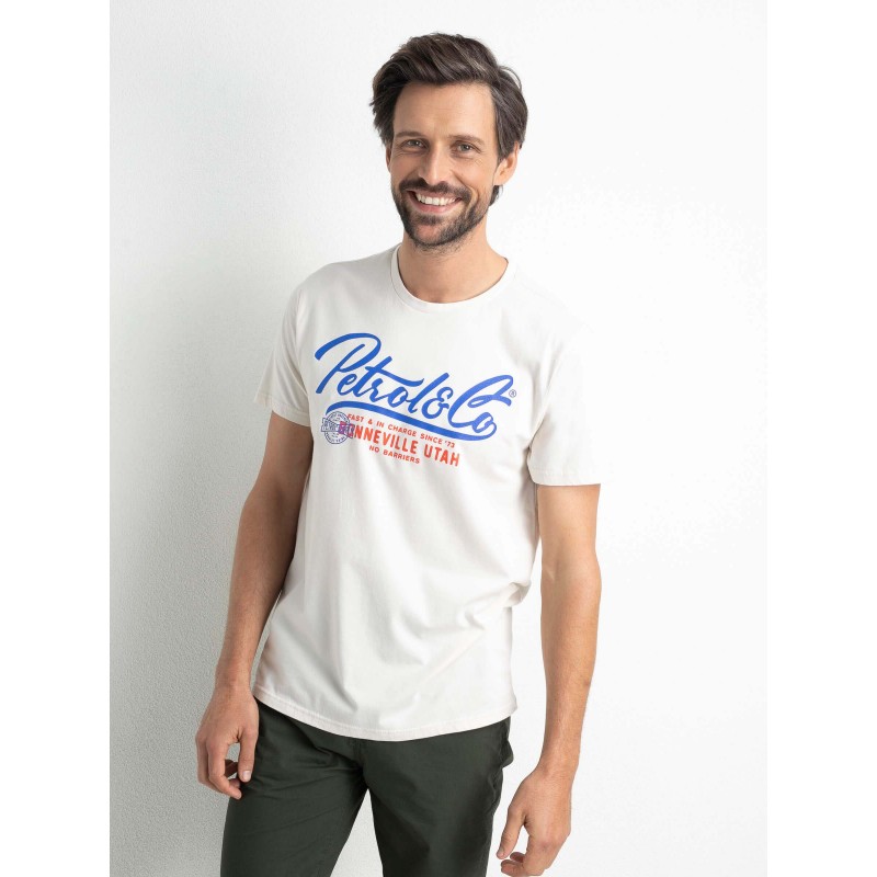 Men's T-shirt with a round neckline Petrol Industries (M-1020-TSR600-0105-SKY-WHITE)