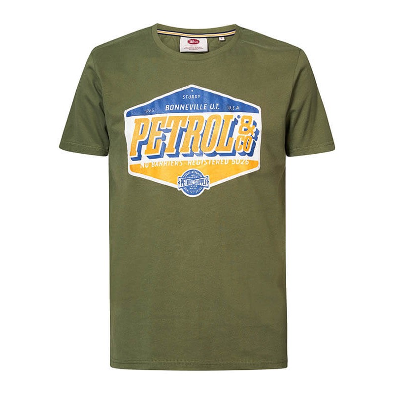 Men's T-shirt with a round neckline Petrol Industries (M-1020-TSR602-6134-DUSTY-ARMY)