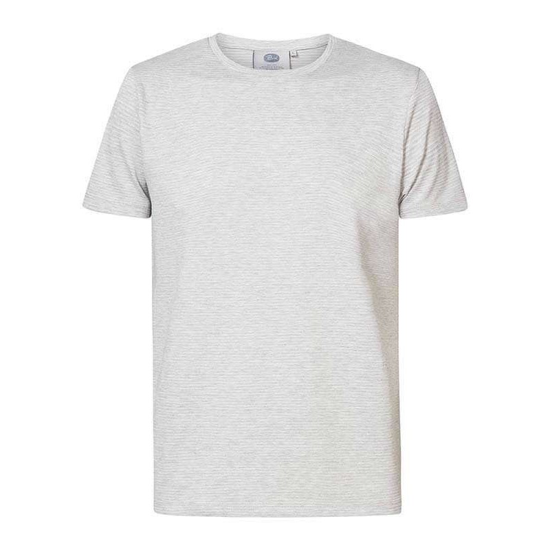 Men's striped  T-shirt with a round neckline Petrol Industries (M-1020-TSR652-9020-SILVER-MELEE-GREY)