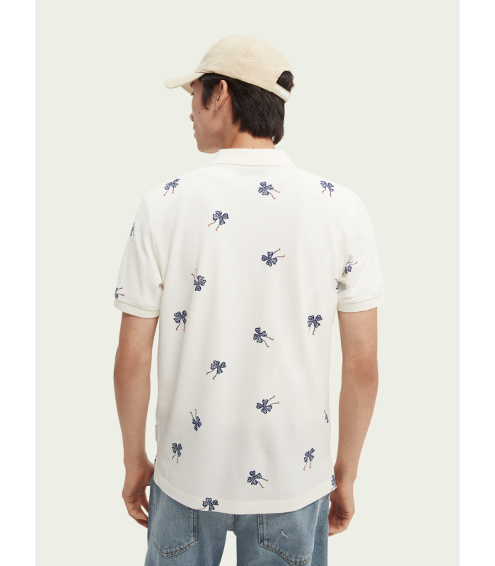 Πόλο T-shirt ανδρικό με μικροσχέδιο Scotch & Soda (164535-0217-COMBO-A-WHITE)