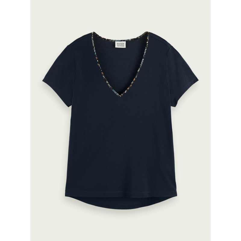 Scotch & Soda women's T-shirt with V neckline (164691-0002-NIGHT-BLUE)