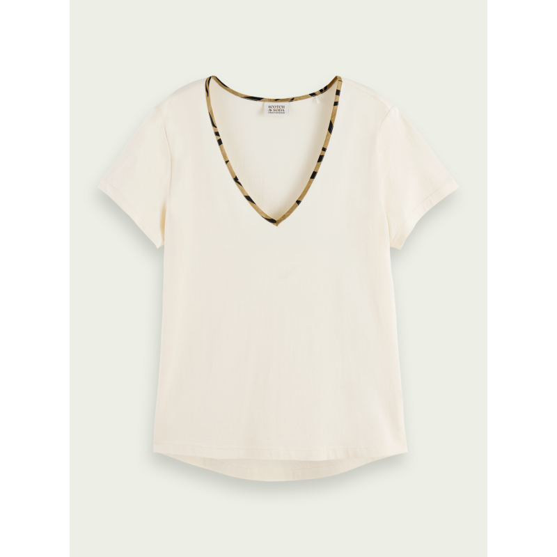 Scotch & Soda women's T-shirt with V neckline (164691-3225-VANILLA)