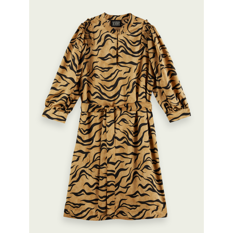 Women's fullprint 3/4 -sleeve mini dress Scotch & Soda (164751-0590-COMBO-K-LIGHT-BROWN)