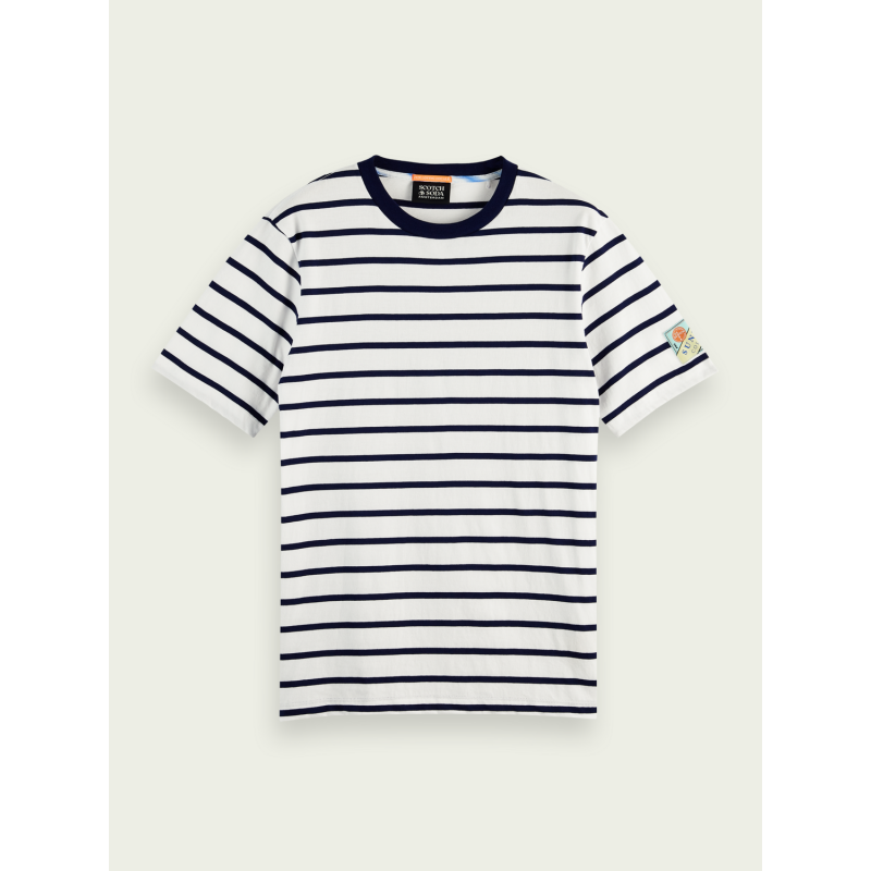 Men's striped T-shirt with a round neckline Scotch & Soda (166061-0220-COMBO-D-BLUE-WHITE)