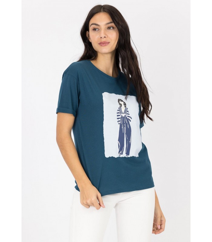 Tiffosi women's T-shirt with round neckline (10043933-BRANDLY-792-BLUE)