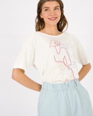 T-shirt γυναικείο με στρογγυλή λαιμόκοψη Tiffosi (10043953-MIRANDA-B-110-WHITE)