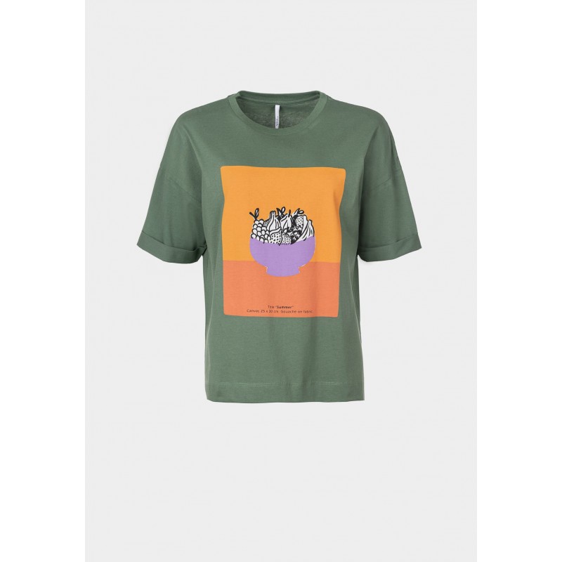 Tiffosi women's T-shirt with round neckline (10044135-MELAO-873-PALE-GREEN)