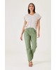T-shirt γυναικείο ριγέ με λαιμόκοψη V Garcia Jeans (D30204-53-OFF-WHITE)