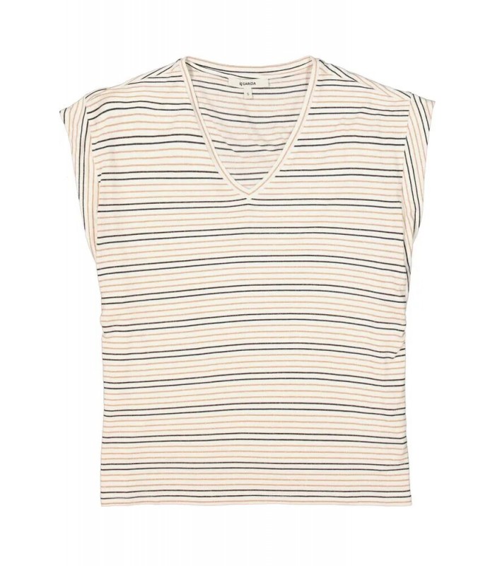 T-shirt γυναικείο ριγέ με λαιμόκοψη V Garcia Jeans (D30204-53-OFF-WHITE)