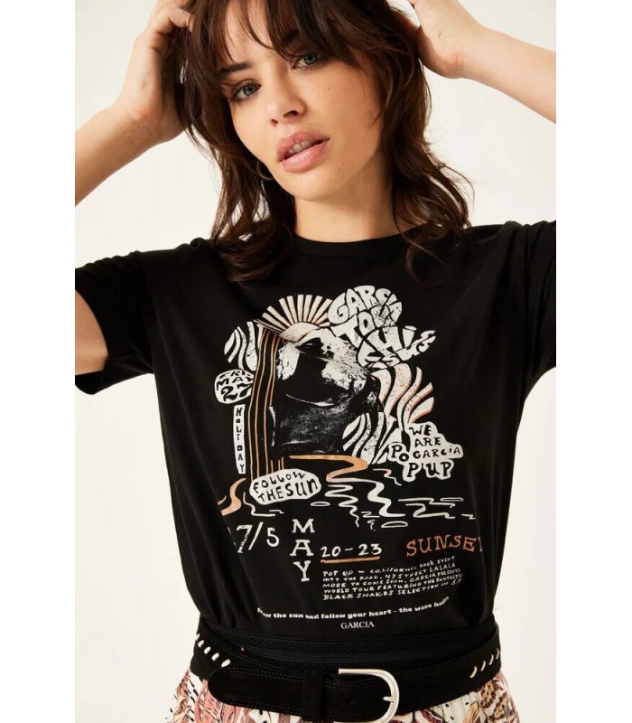 T-shirt γυναικείο με στρογγυλή λαιμόκοψη Garcia Jeans (D30210-60-BLACK)