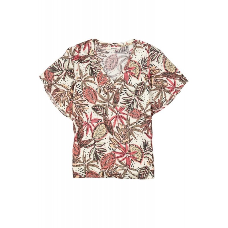 Garcia Jeans women's floral T-shirt with a V neck (D30211-2827-ROUGE-RED)