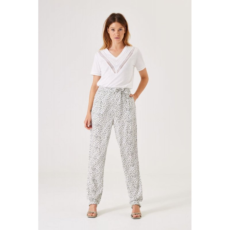 Garcia Jeans women's trousers with all-over print  (D30312-2389-SOFT-KIT-ECRU)